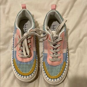 Nicole Miller Pink and Blue Sneakers Playful Design EUC